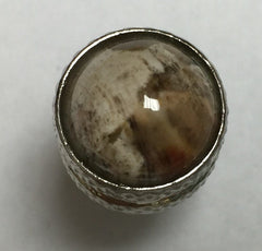 Rhodium Polish Domed Tip - Petrified Wood (16mm)