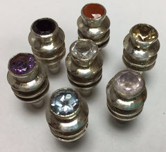 Solid Silver Faceted Chakra Gem Tips - Limited Edition, Set of 7
