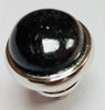 Rhodium Polish Domed Tip - Black Garnet (16mm)