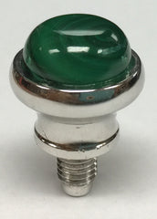 Rhodium Polish Domed Tip - Malachite (16mm)